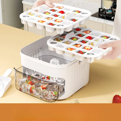 Press Ice Tray Ice Cube Mold Ice Box Ice Making Tool Large Capacity Ice Storage Ice Maker